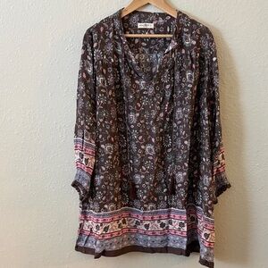 Natural Life Purple and Pink Floral Boho Mini Dress Size L